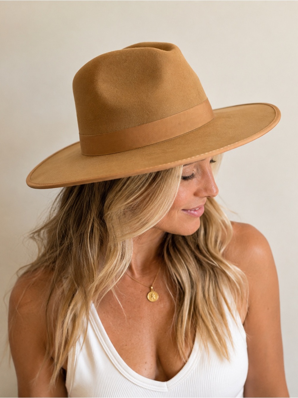 Lack of Color Camel Australian Wool Wide Brim Fedora Hat Large